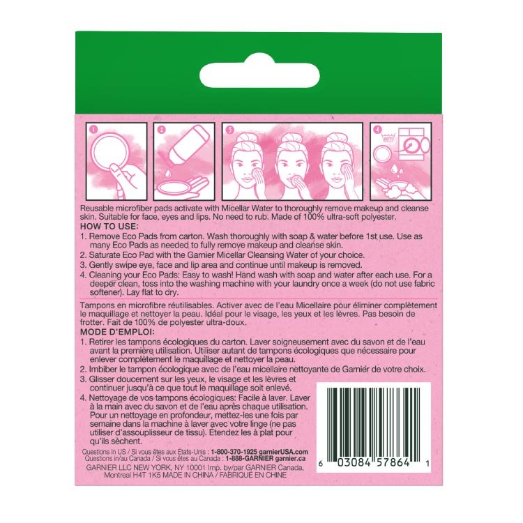 Micellar Cleansing Eco Pads, Reusable, 3 Pack 3 Micellar Cleansing Eco Pads, Reusable, 3 Pack